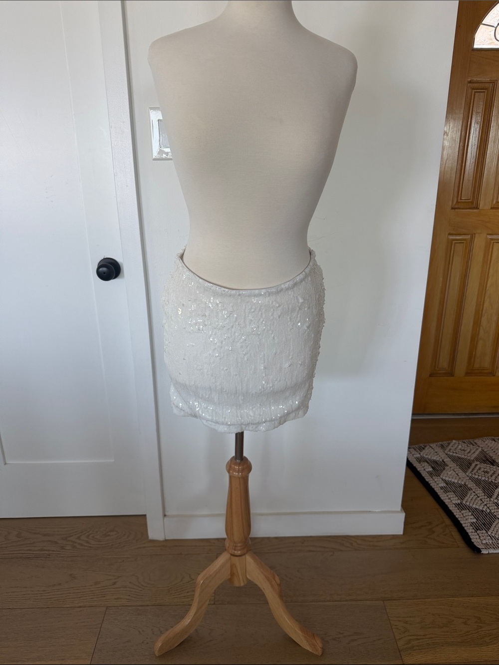 naked wardrobe White Sequin Mini Skirt